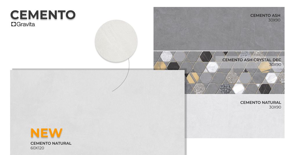 Расширение коллекции Gravita керамической плиткой Cemento Natural